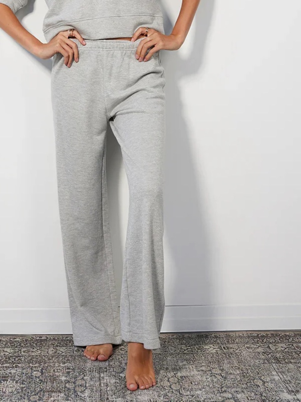 bobi Light Gray Wide-Leg Lounge Pants
